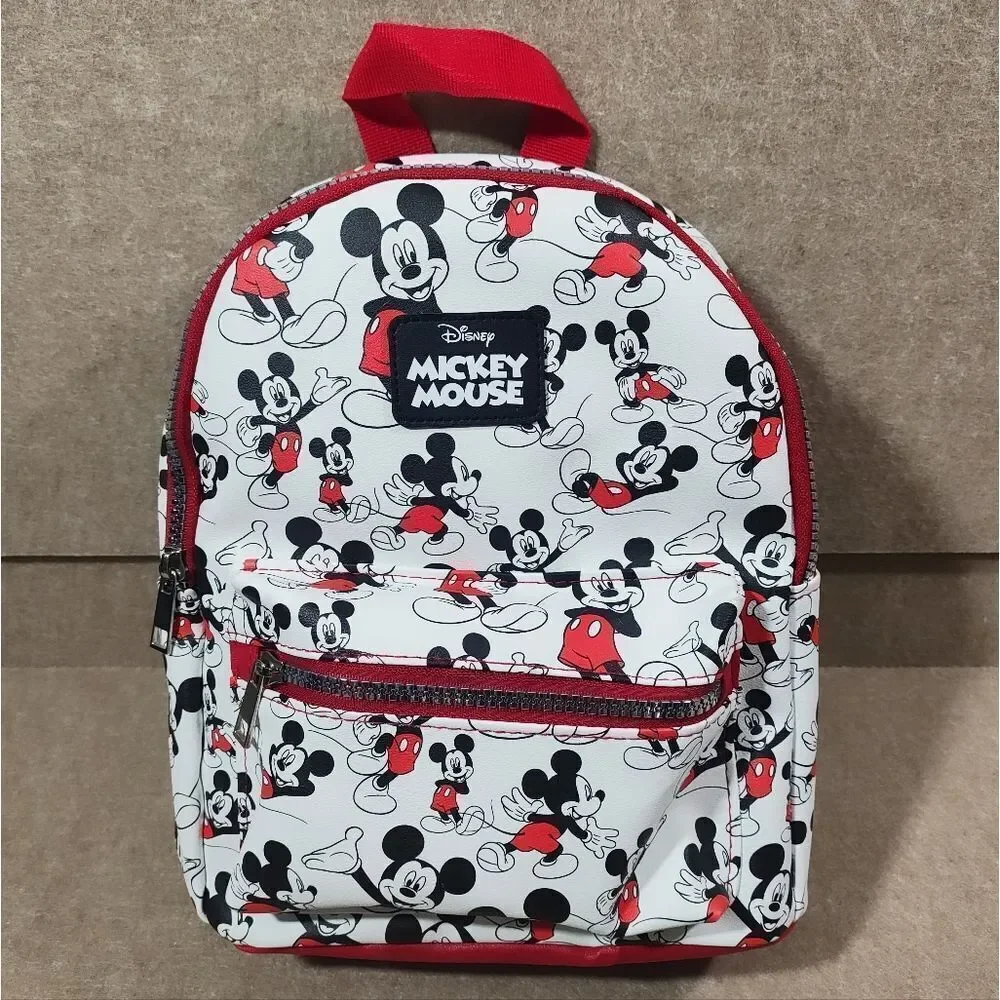 Disney Mickey Mouse Mini Backpack Red White Black - Picture 2 of 5